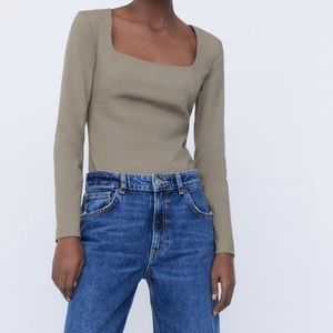 Zara square neck bodysuit